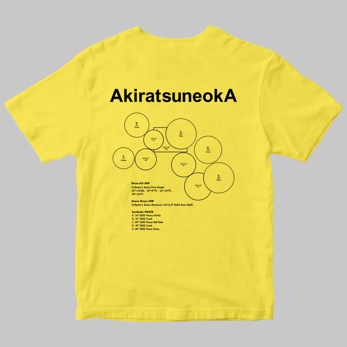 恒岡章 Tシャツ バック イエロー